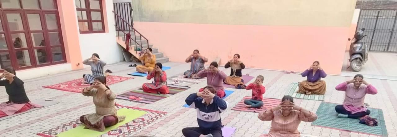 Yoga instructor Divya is conducting 6 yoga sessions daily in Navan village